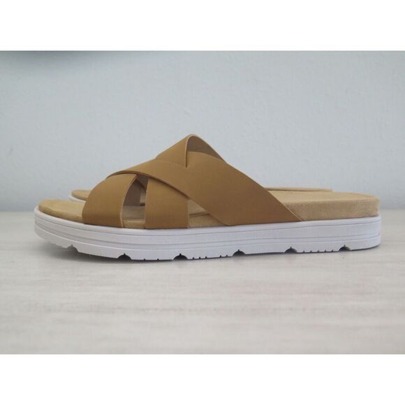 Easy Spirit Women's Sz 10M Tan Woven Leather Cushiony Slide-On Wedge Sandals - Picture 9 of 10